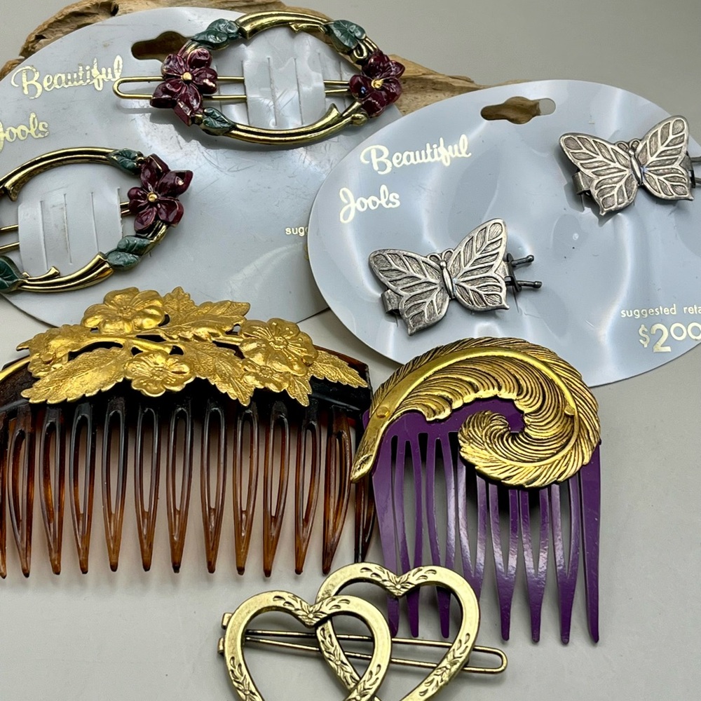 Gold and Purple Hair Accessories Set